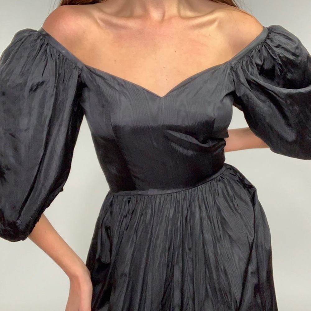 Black Dress with Big Puff Sleeves — Size (M)